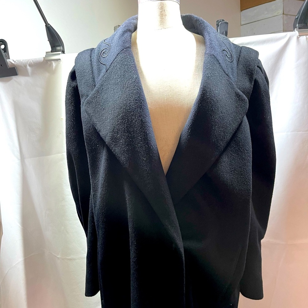 Vintage Fashions By Jill Wool Blend long Pea Coat Black XL